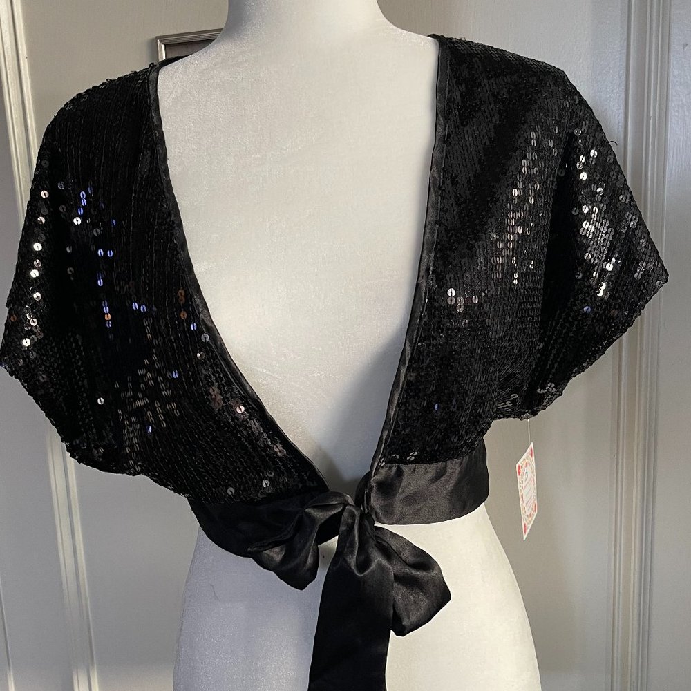 Crop Wrap Sequin Jacket